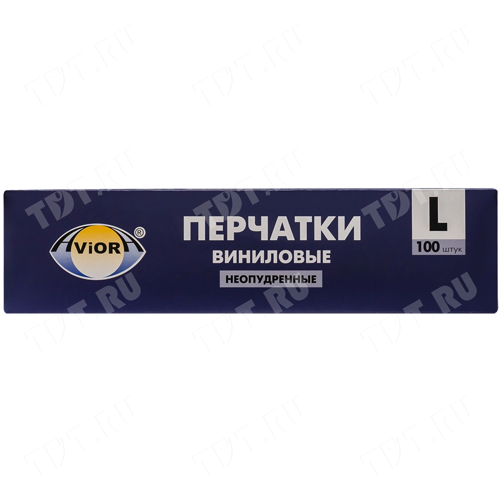 Перчатки виниловые Aviora, бело-прозрачные, размер L, 100 шт./уп.