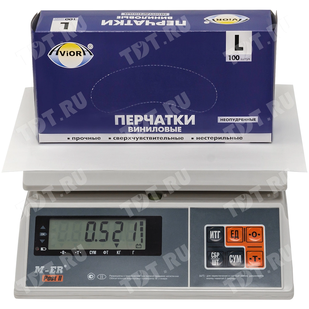 Перчатки виниловые Aviora, бело-прозрачные, размер L, 100 шт./уп.