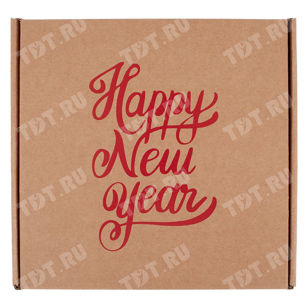Подарочная коробка «Happy New year», красная, 190*190*80 мм