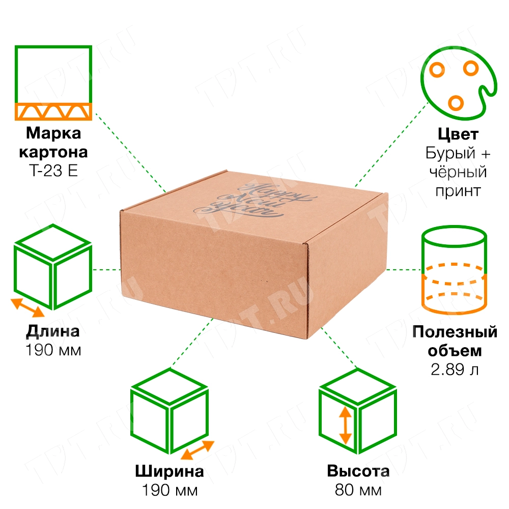 Подарочная коробка «Happy New year», чёрная, 190*190*80 мм