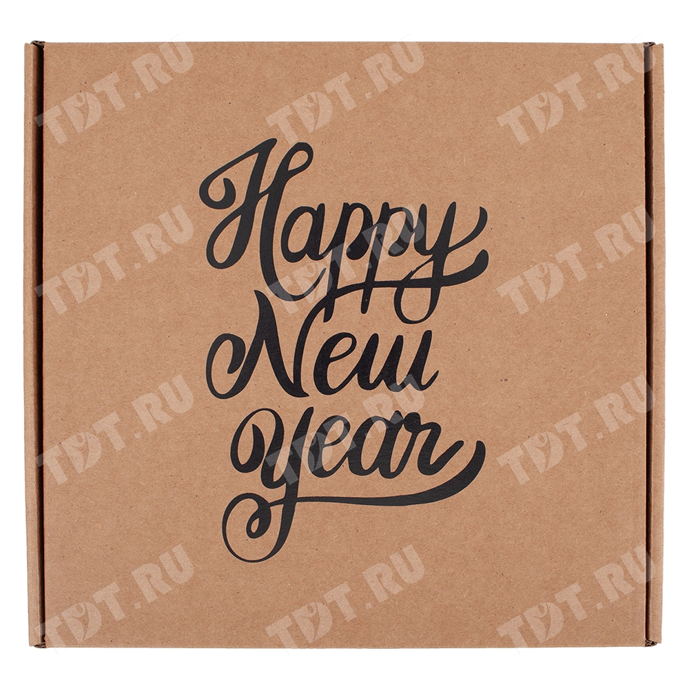 Подарочная коробка «Happy New year», чёрная, 190*190*80 мм