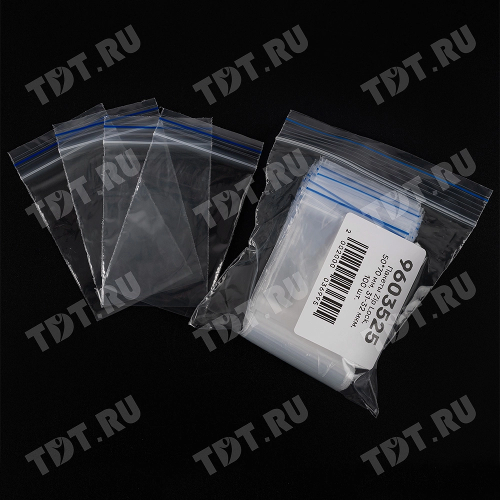 Пакет Zip Lock, прозрачный, 50*70 мм, 31-32 мкм, 100 шт.
