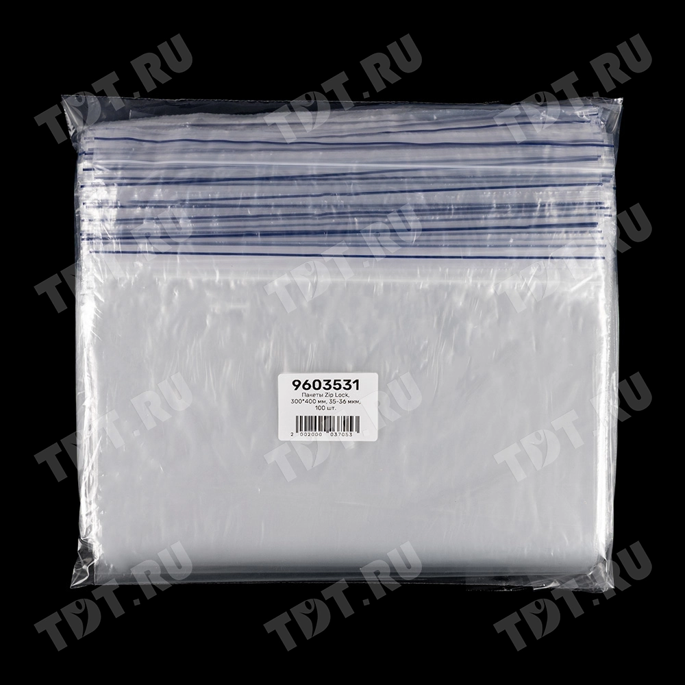 Пакет Zip Lock, прозрачный, 300*400 мм, 35-36 мкм, 100 шт.