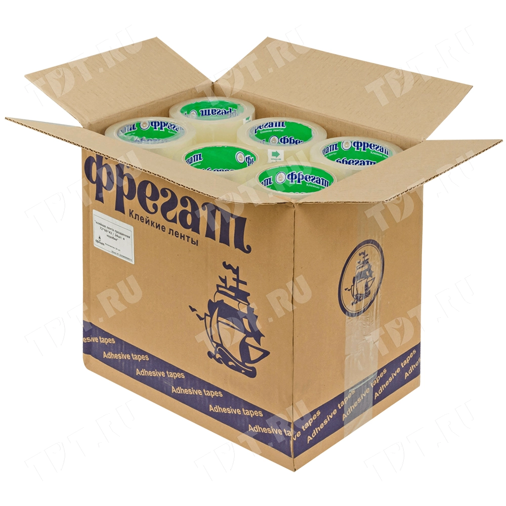 Клейкая лента прозрачная Фрегат, 72мм*66м*43мкм