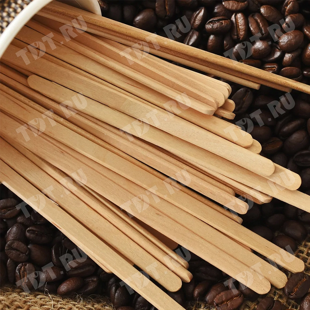 Размешиватели для напитков, деревянные, 178*6*1.3 мм, 500 шт.