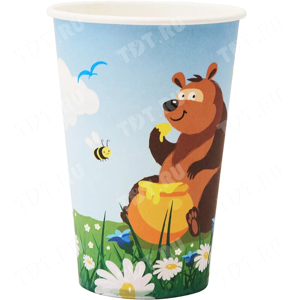 Стаканчики «Мишка», картонные, 330 мл, 15 шт.