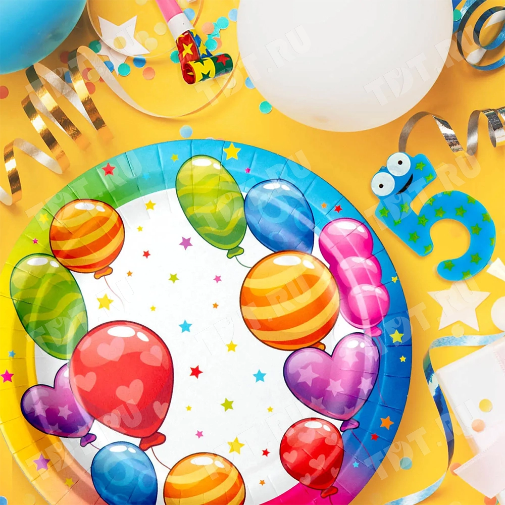 Круглые тарелки «Шарики», картонные, ∅ 180 мм, 6 шт.