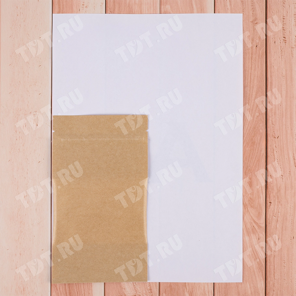 Крафт дой-пак с zip lock, прямоугольное окно 7-10 см, 10.5*3.5*18.5 см, 50 шт.