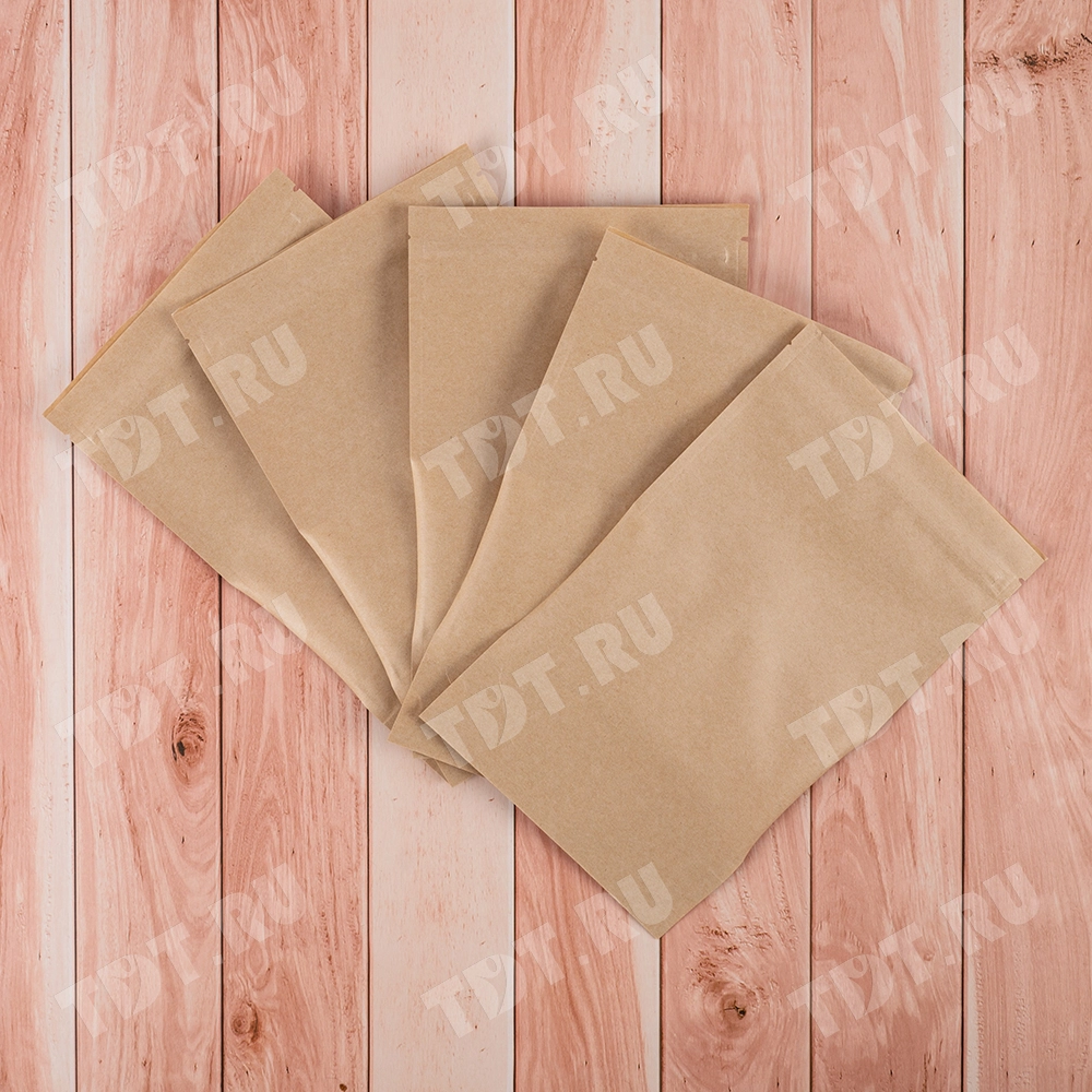 Крафт дой-пак с zip lock, прямоугольное окно 7 см, 13.5*4*22.5 см, 50 шт.