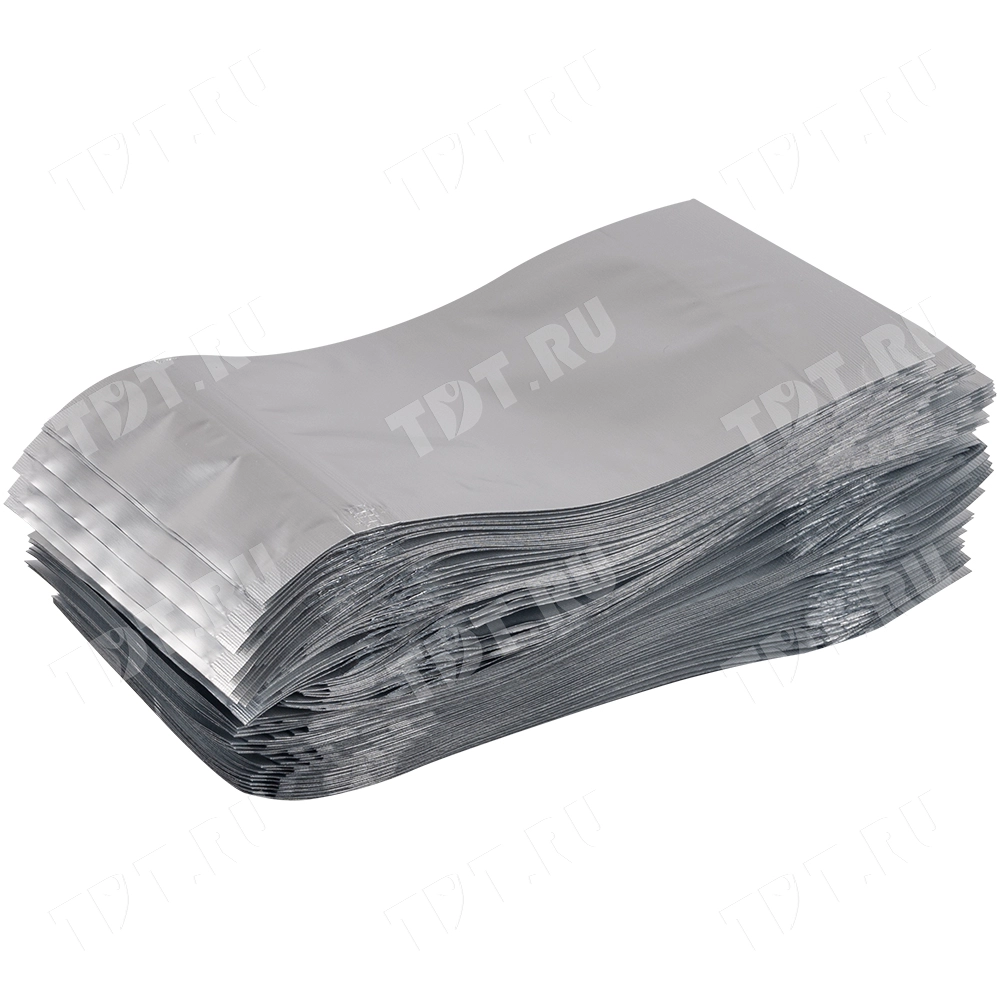 Фольгированный дой-пак с zip lock, серебристый, 10*15+3 см, 93 мкм, 100 шт.