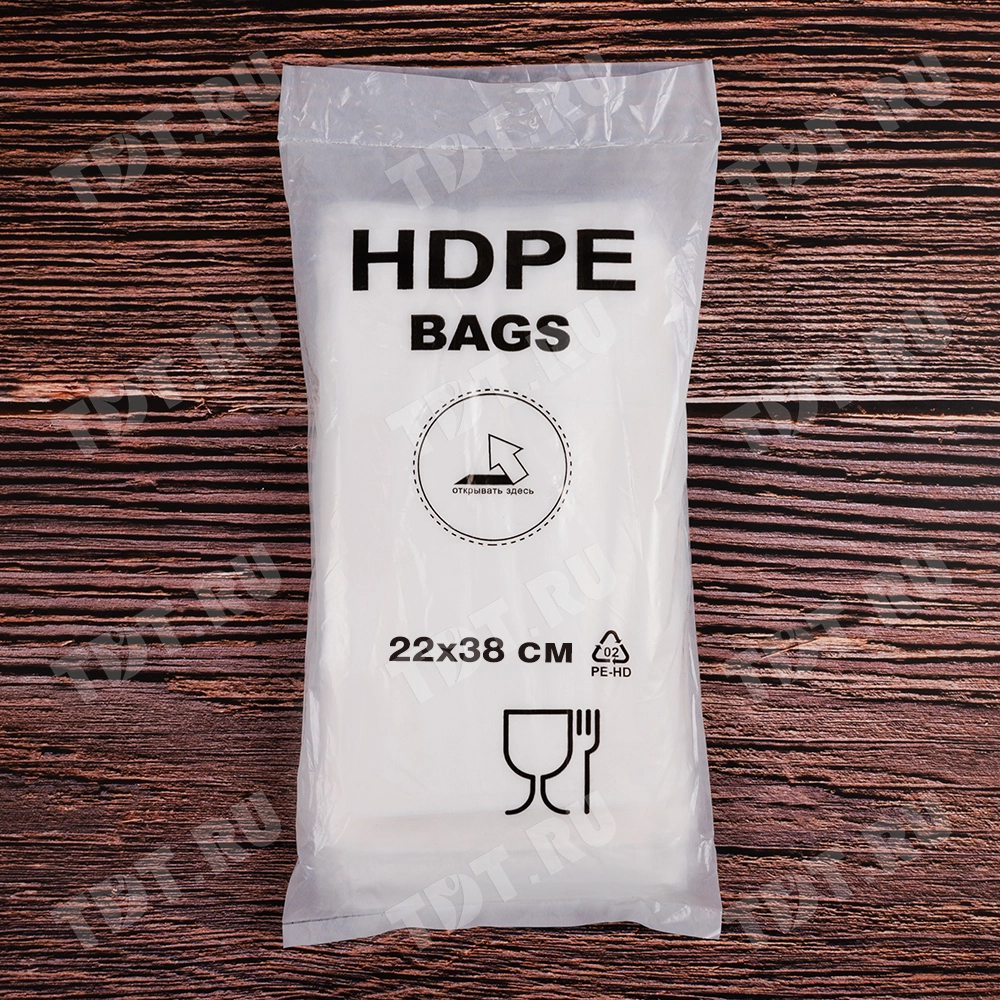 Полиэтиленовые фасовочные пакеты ПНД в пластах, А7, 14+8*38см, 8 мкм