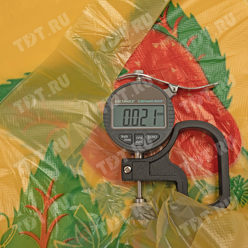 Пакет майка ПНД «Клубника» желтый, 30+16*55см, 25 мкм, 100шт.