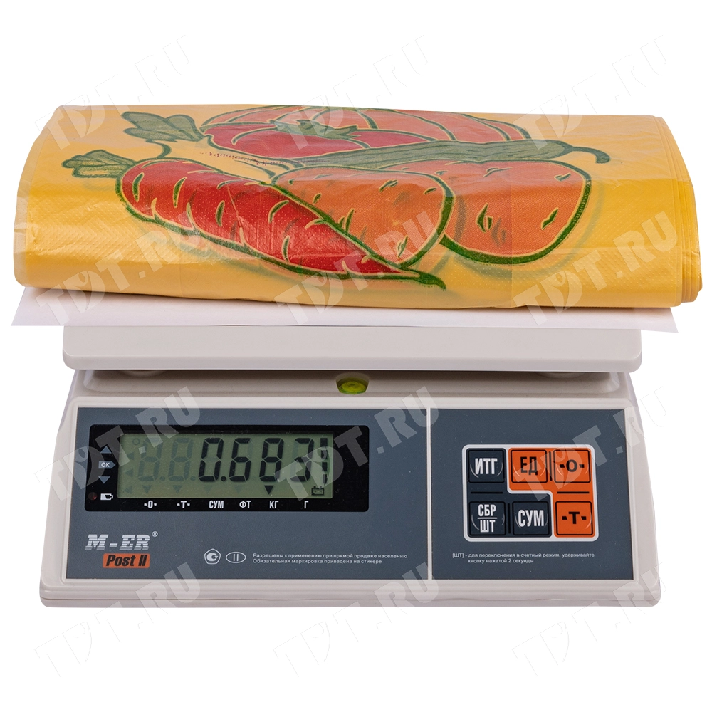 Пакет майка ПНД «Овощи» желтый, 30+16*55см, 25 мкм, 100шт.