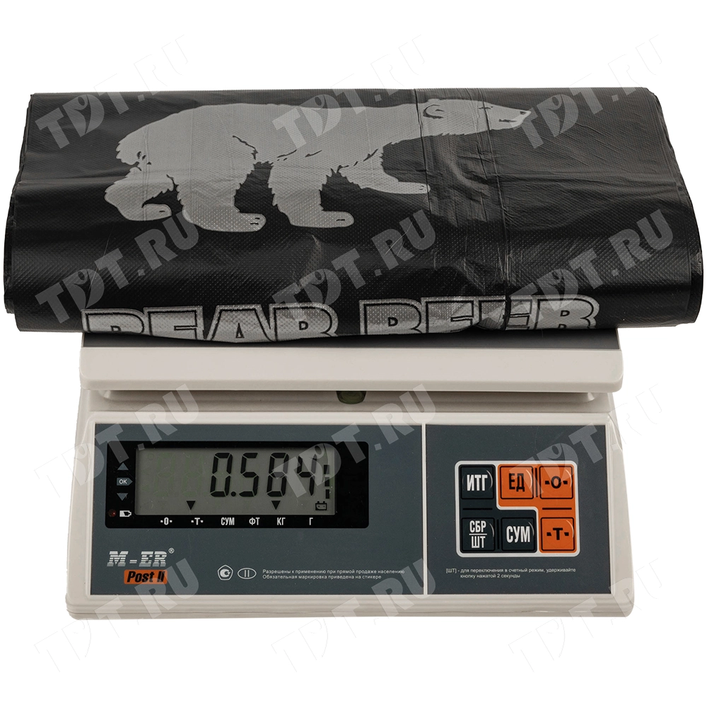 Пакет майка ПНД «Белый Медведь» чёрный, 30+16*58см, 15 мкм, 100шт.