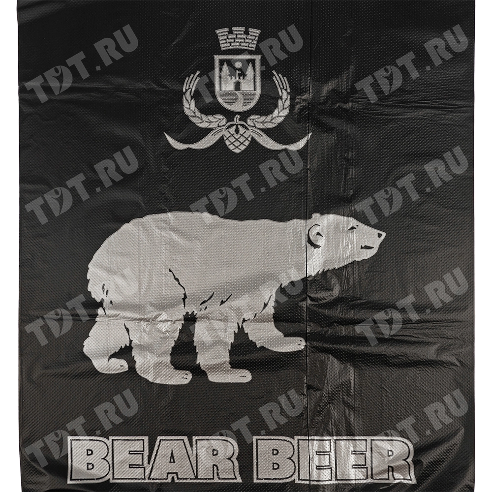 Пакет майка ПНД «Белый Медведь» чёрный, 30+16*58см, 15 мкм, 100шт.