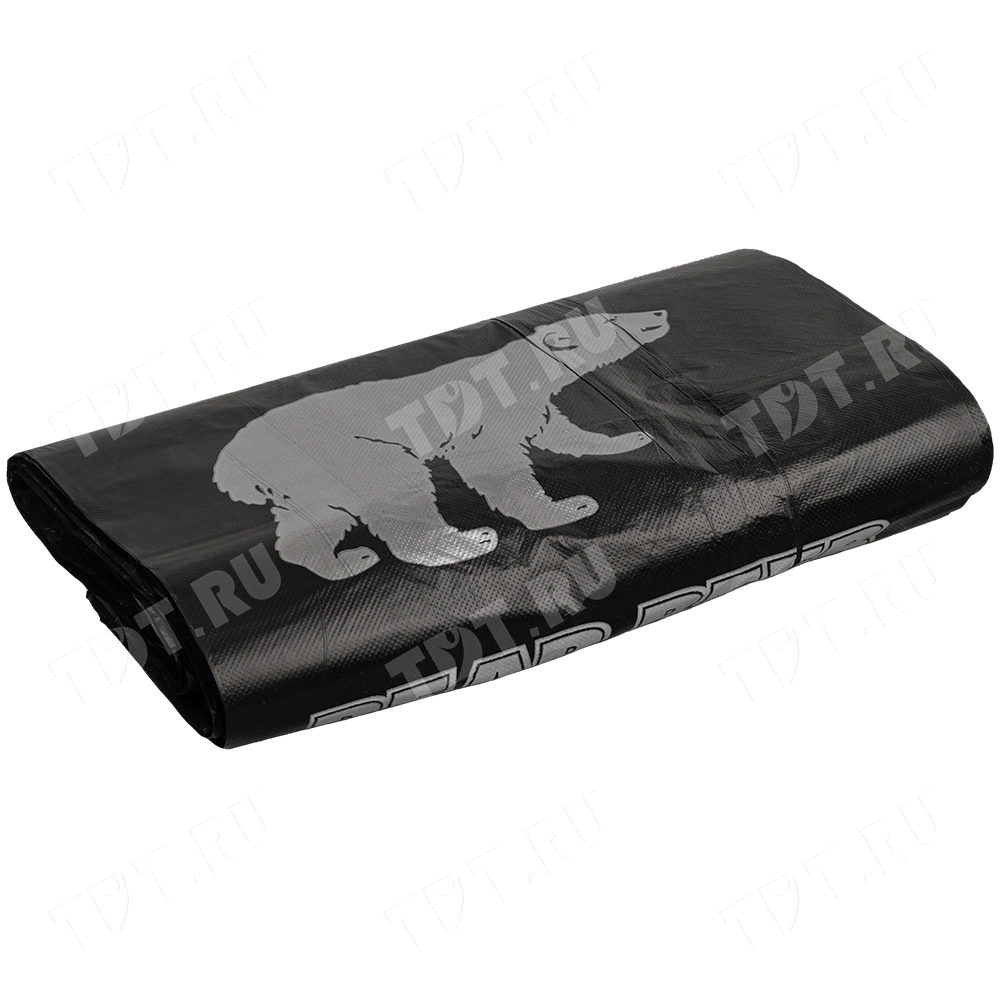 Пакет майка ПНД «Белый Медведь» чёрный, 30+16*58см, 15 мкм, 100шт.