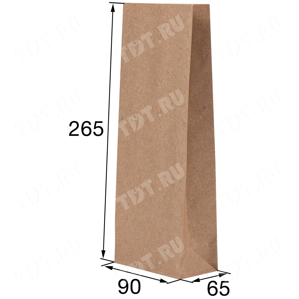 Крафт пакет без ручек, 70 г/м², 9*6.5*26.5 см