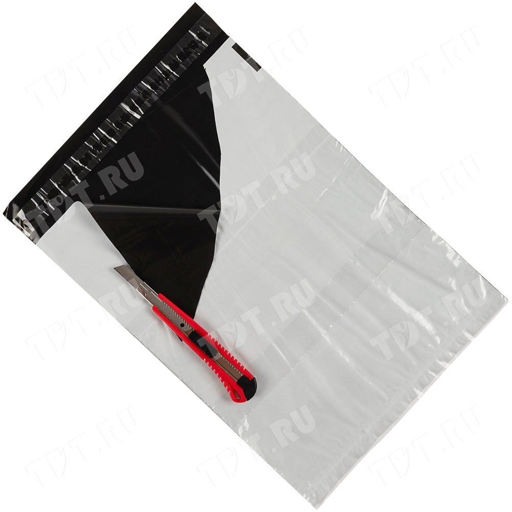 Курьер-пакет белый без печати, с карманом, 240*320+40 мм, 50 мкм, 1 шт.