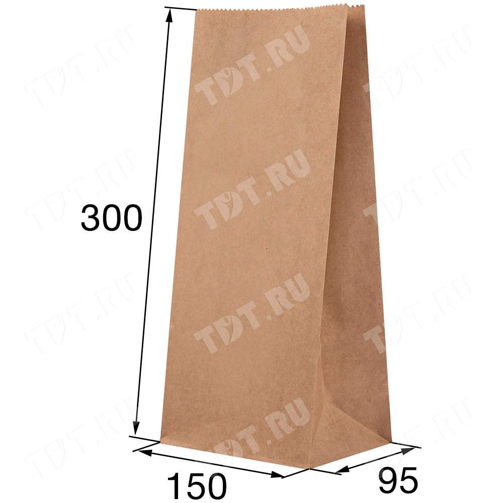 Крафт пакет без ручек, 70 г/м², 15*9.5*30 см