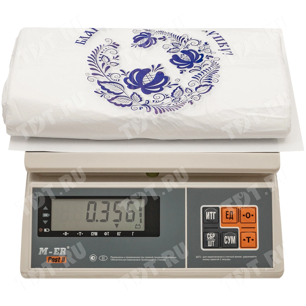 Пакет майка ПНД «Гжель» белый, 28+16*50см, 11 мкм, 100шт.