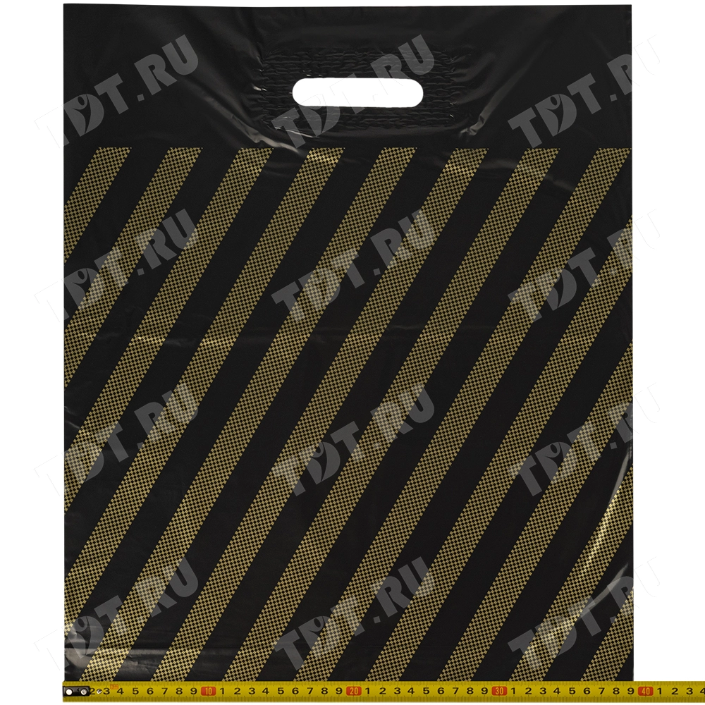 Пакет ПВД с вырубной ручкой «Полоса», 40*48+3 см, 45 мкм, 50 шт./уп.