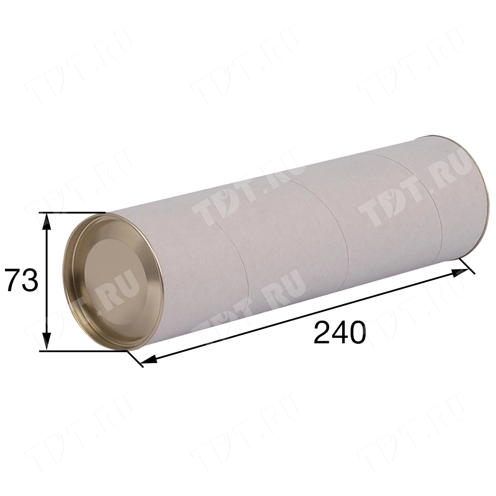Картонный тубус с жестяной крышкой, 73*240 мм