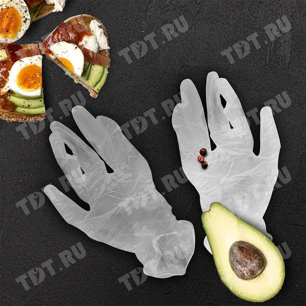 Перчатки виниловые A.D.M., белые, размер S, 100 шт./уп.