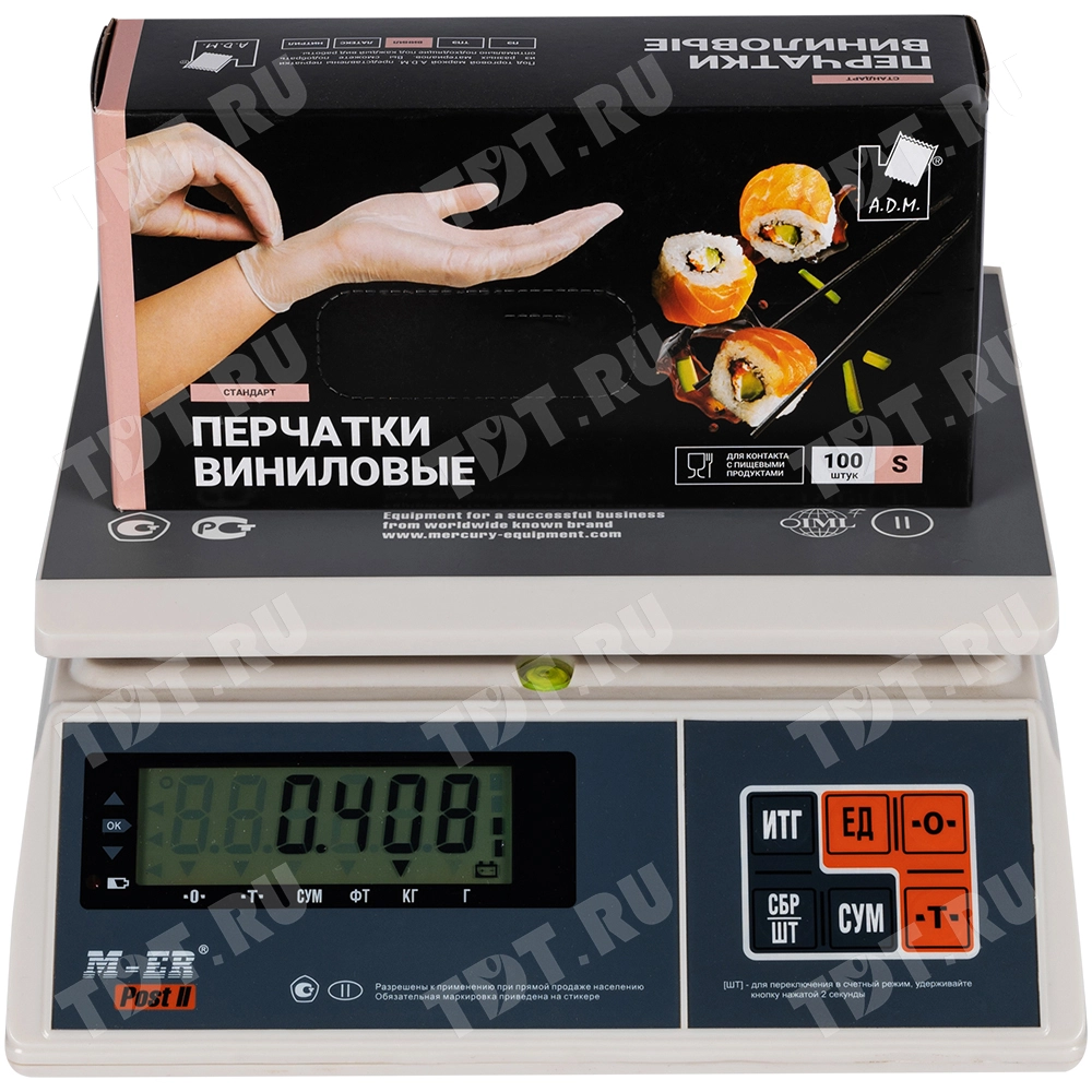 Перчатки виниловые A.D.M., белые, размер S, 100 шт./уп.