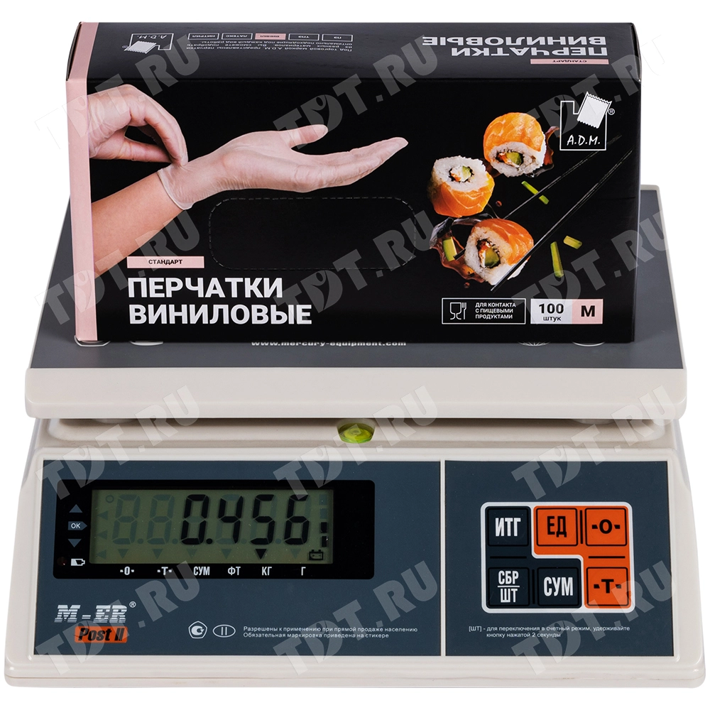 Перчатки виниловые A.D.M., белые, размер M, 100 шт./уп.