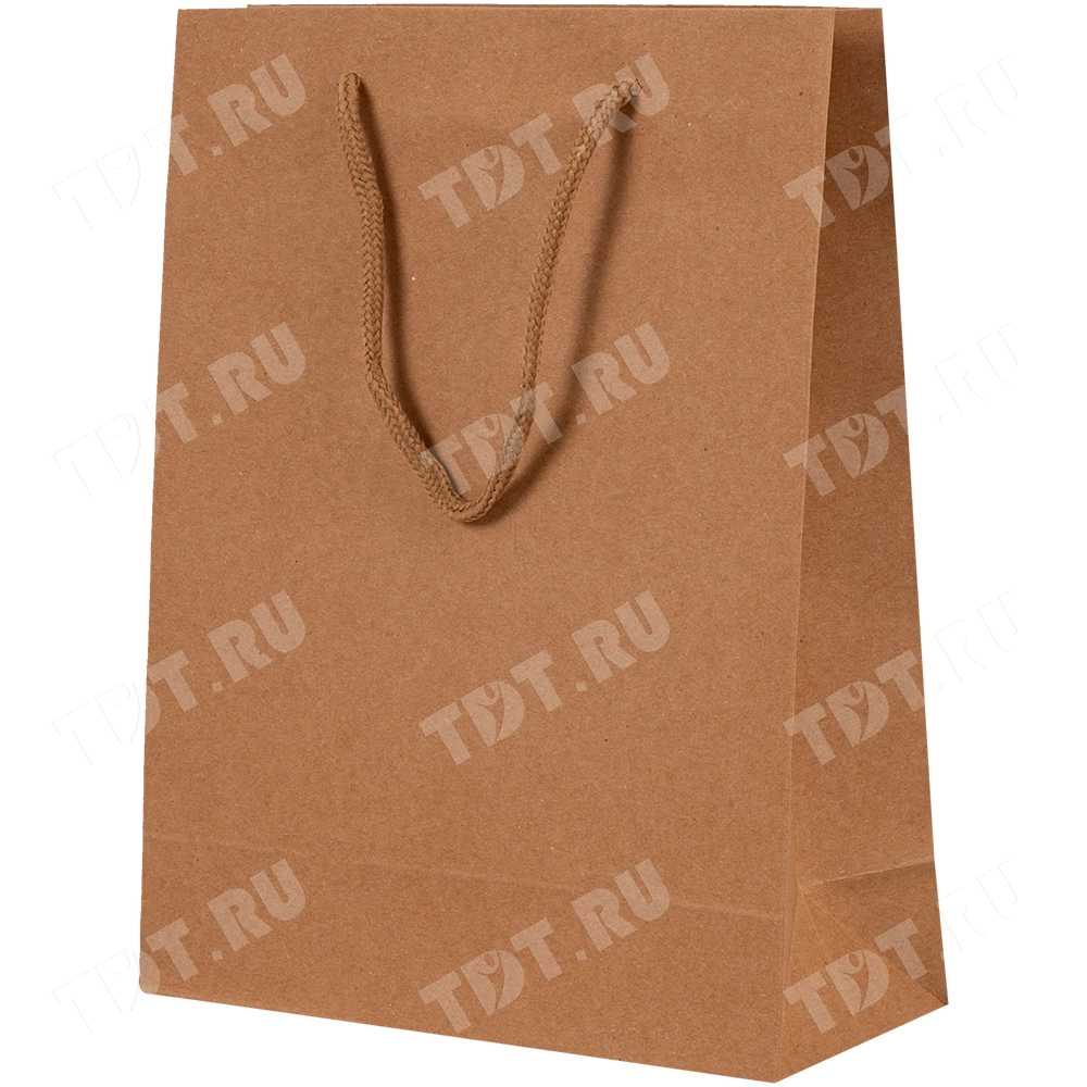 Крафт пакет с веревочной ручкой, 120 г/м², 19*8*24 см