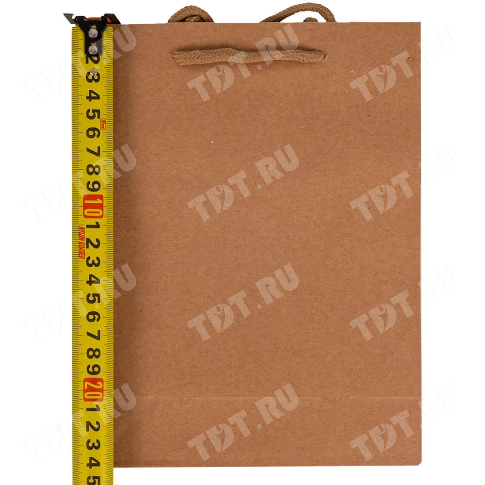 Крафт пакет с веревочной ручкой, 120 г/м², 19*8*24 см