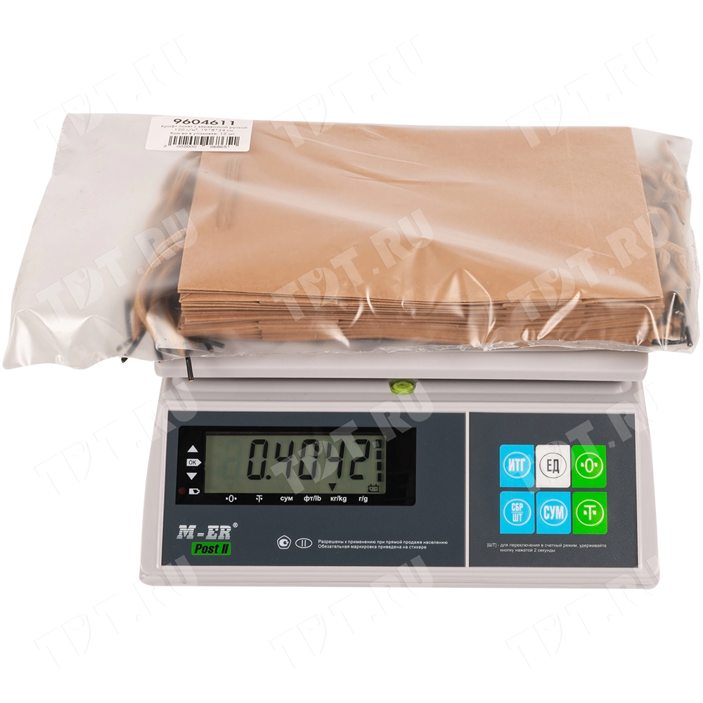 Крафт пакет с веревочной ручкой, 120 г/м², 19*8*24 см