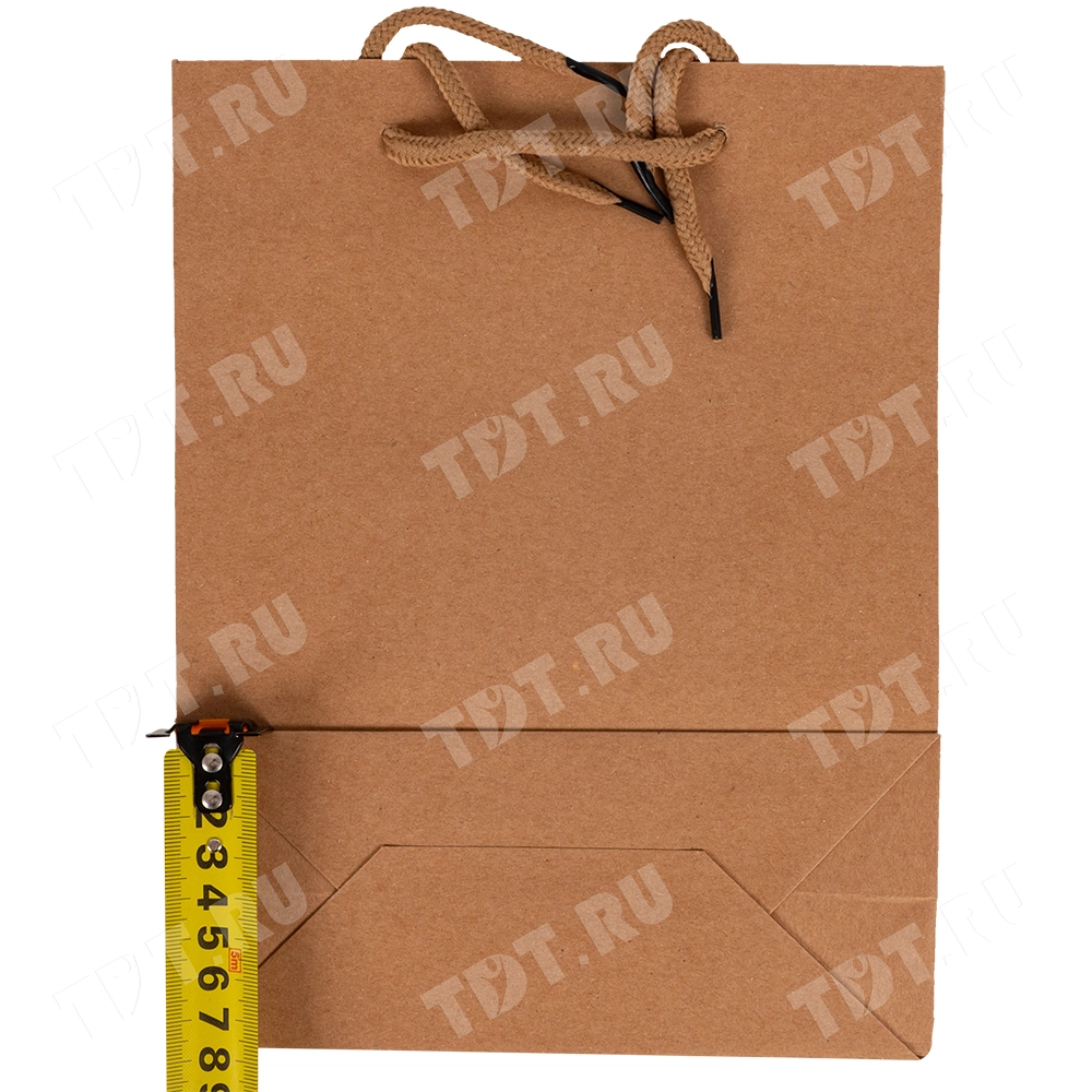 Крафт пакет с веревочной ручкой, 120 г/м², 19*8*24 см