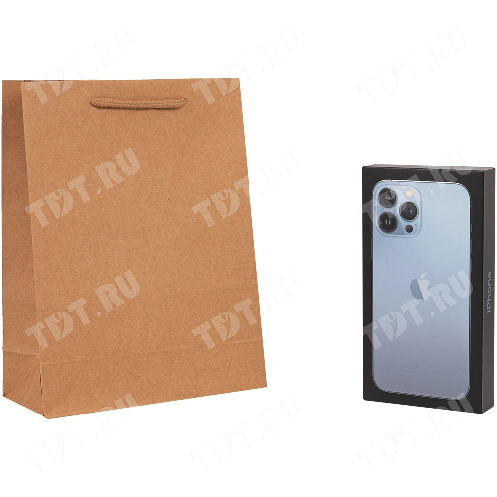 Крафт пакет с веревочной ручкой, 120 г/м², 19*8*24 см