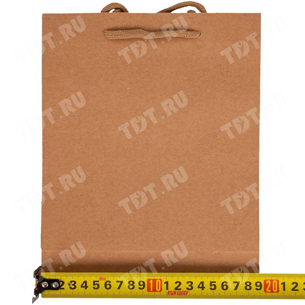 Крафт пакет с веревочной ручкой, 120 г/м², 19*8*24 см