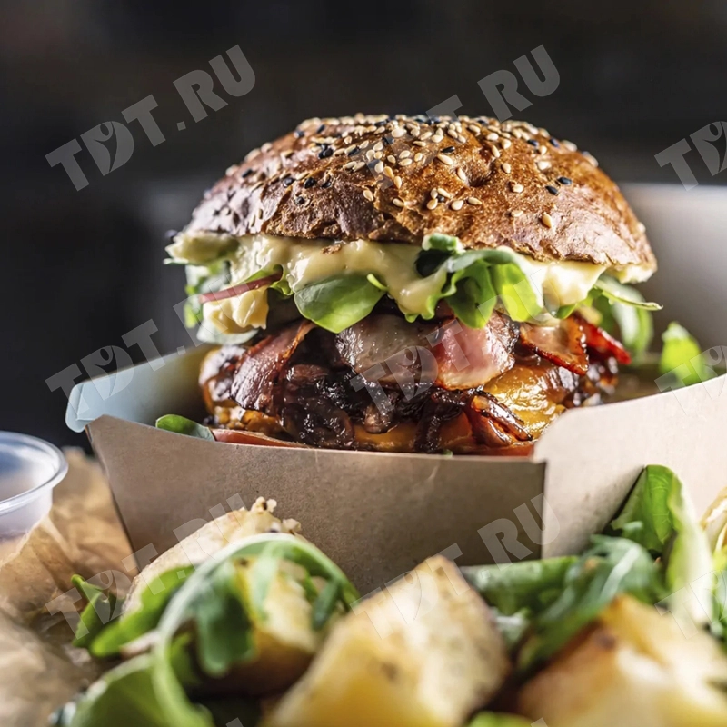 Коробка для бургера, размер XL, 112*112*112 мм, 50 шт.