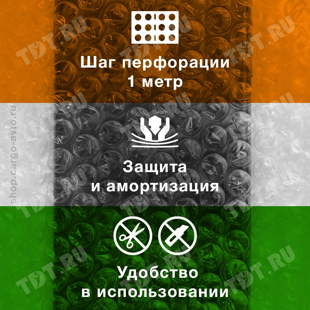 Воздушно пузырьковая пленка с перфорацией, 100*1.5 м «Perforation», 40 г/м², двухслойная