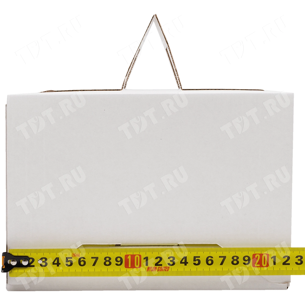 Короб для торта, с окнами и ручками, белый, 220*220*150 мм