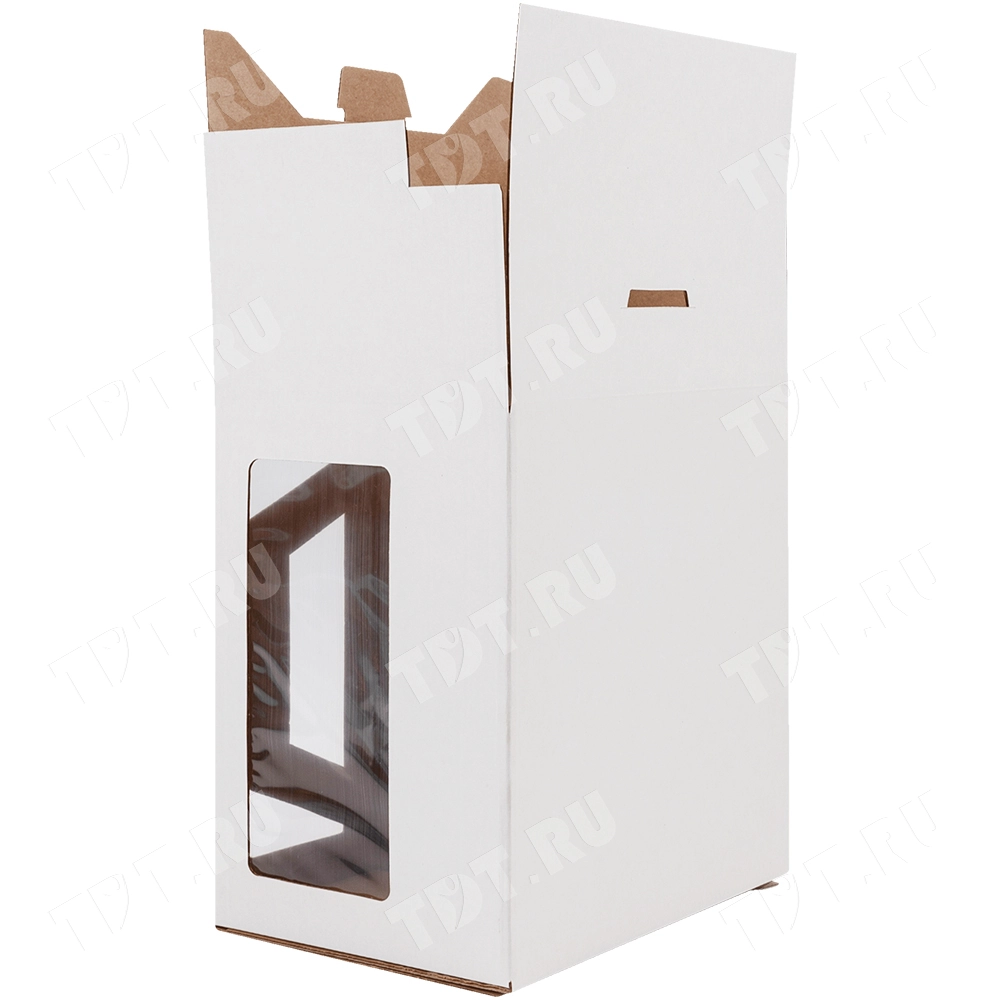 Короб для торта, с окнами и ручками, белый, 220*220*150 мм