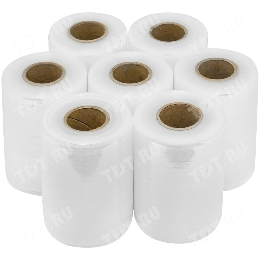 Стрейч пленка прозрачная, микро-ролик, 125 мм, 20 мкм, 0.5 кг, 1 сорт