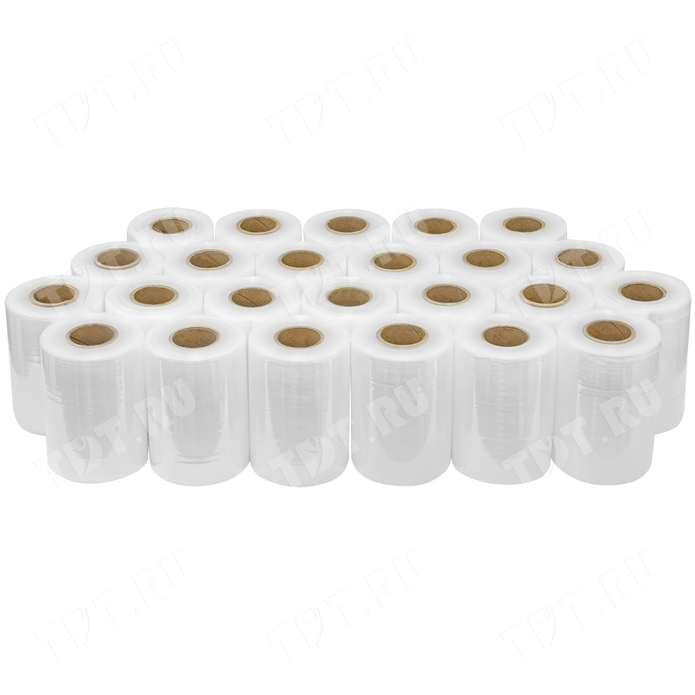 Стрейч пленка прозрачная, микро-ролик, 125 мм, 20 мкм, 0.5 кг, 1 сорт