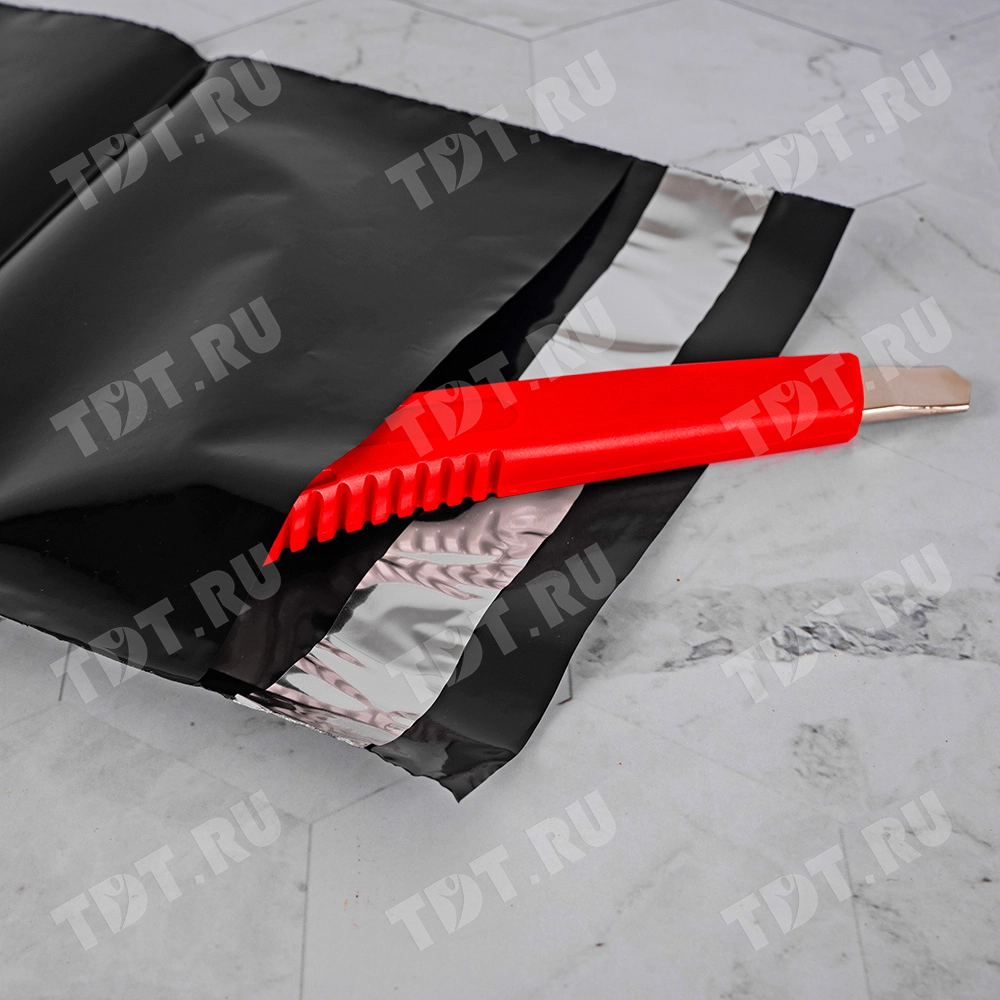 Курьер-пакет чёрный, без кармана, 300*400+40 мм, 50 мкм, 50 шт.