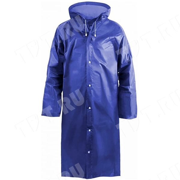 Плащ-дождевик EVA на кнопках Komfi, с капюшоном, синий, 110 мкм