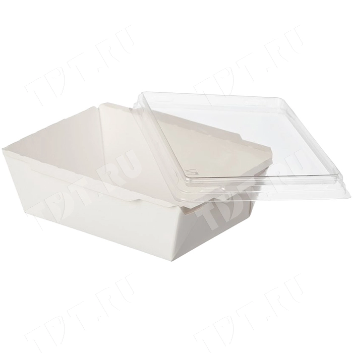 Контейнер «Crystal Box» с прозрачной крышкой, белый, 400 мл, 145*95*45 мм, 50 шт.