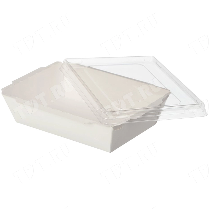 Контейнер «Crystal Box» с прозрачной крышкой, белый, 500 мл, 165*120*45 мм, 50 шт.