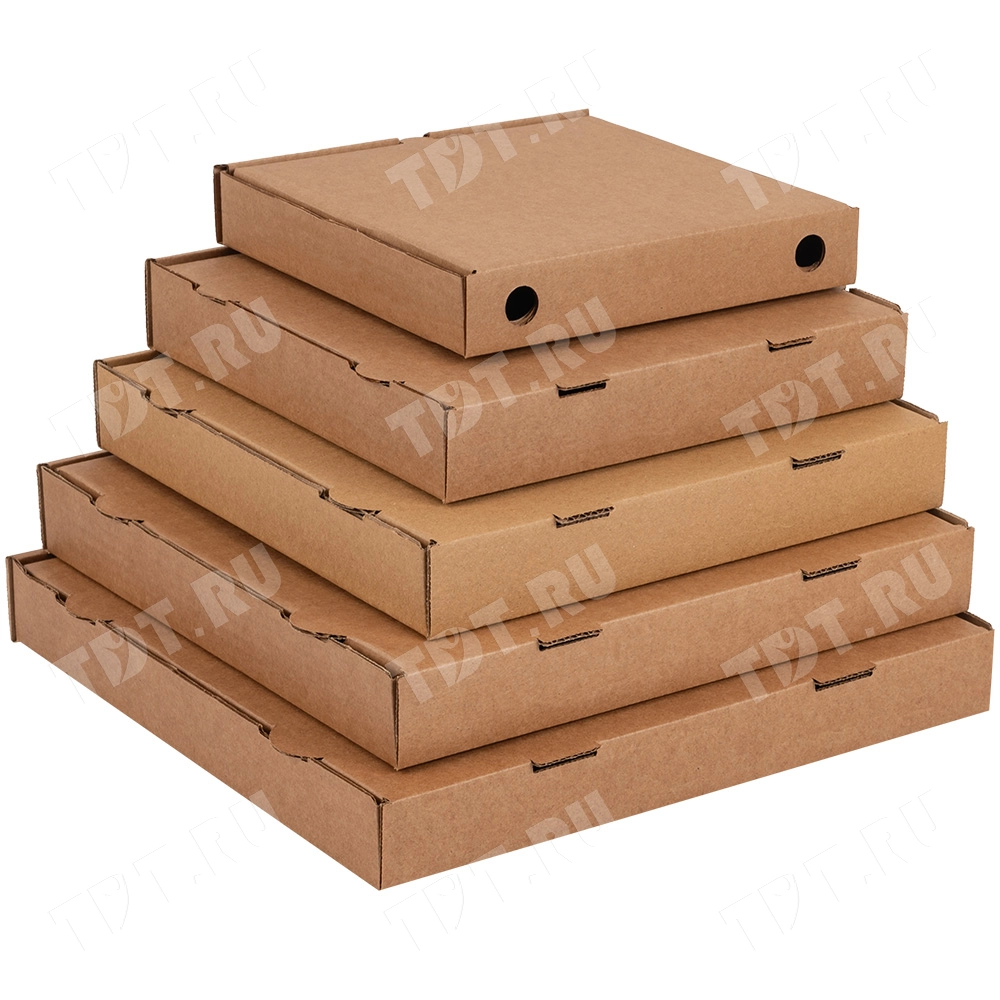 Коробка для пиццы, бурая, 250*250*40 мм