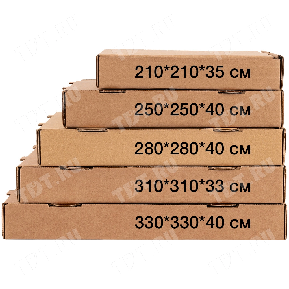 Коробка для пиццы, бурая, 250*250*40 мм