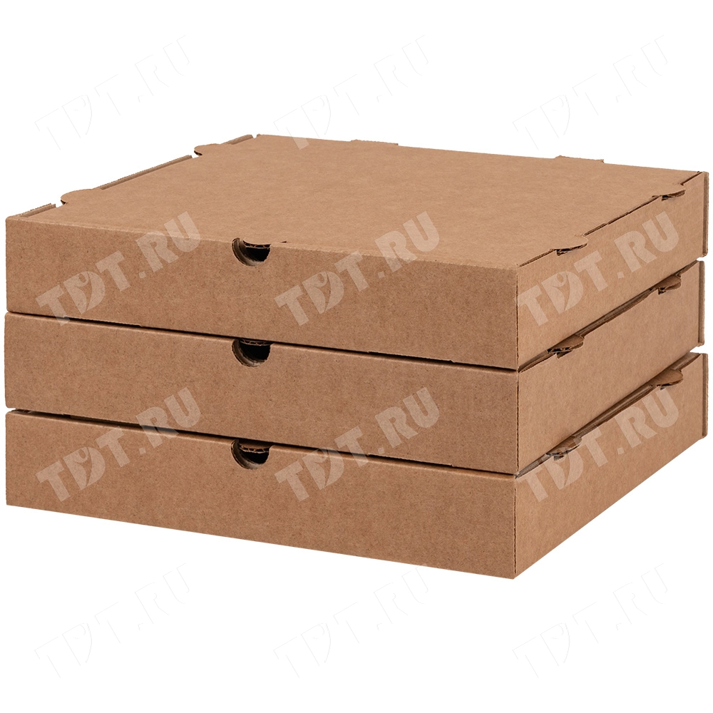 Коробка для пиццы, бурая, 250*250*40 мм