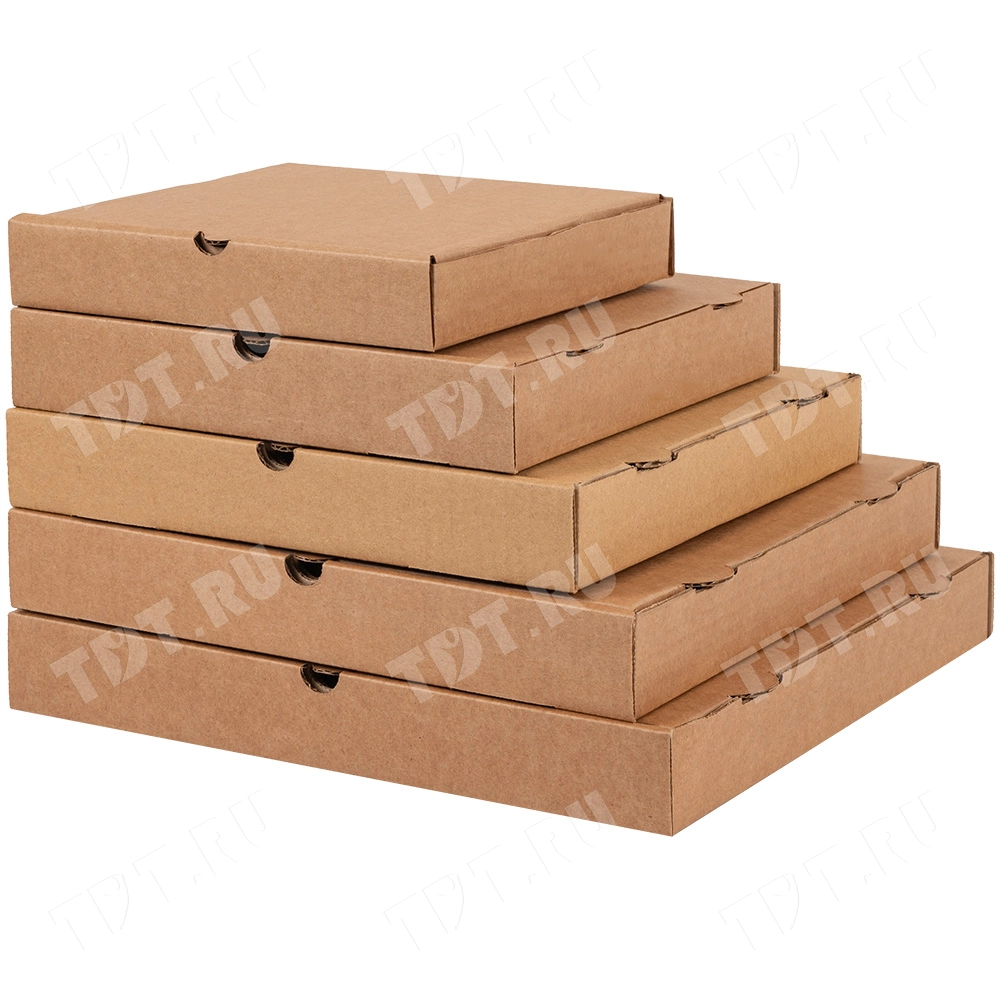 Коробка для пиццы, бурая, 280*280*40 мм