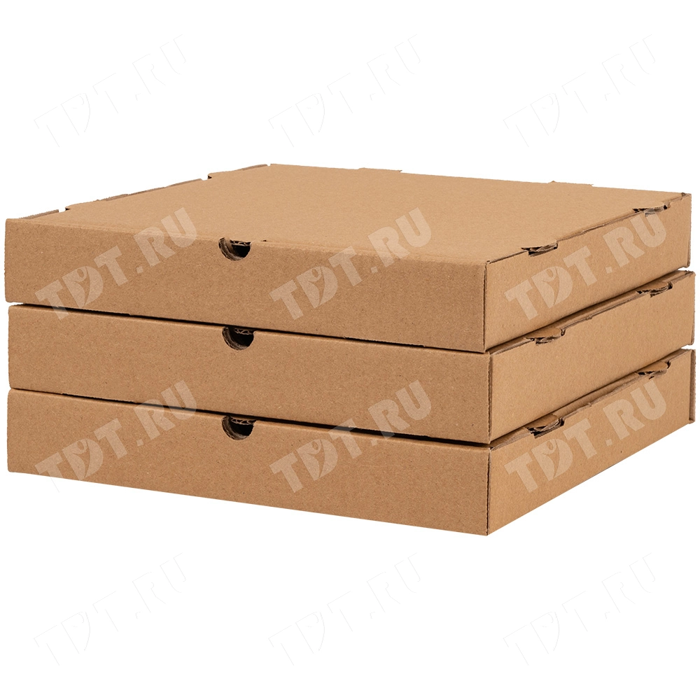 Коробка для пиццы, бурая, 280*280*40 мм